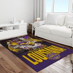 ncaa lsu tigers basketball team logo sport carpet area rug home decor best gift for friends light room lsu20