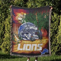 NFL Detroit Lions Football Team Woven Tapestry Blanket Amazing Gift For Fans And Friends Home Decor DLW29