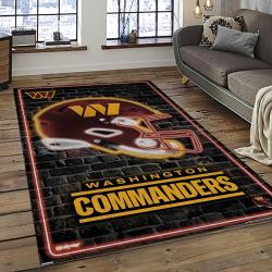 NFL Washington Commanders Rectangle Rug Personalized Non-Slip Carpet Gift For Football Fans WSCD10
