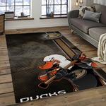 nhl anaheim ducks ice hockey team logo sport carpet area rug home decor dark room ahd48