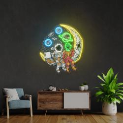 astronaut and alien chill together pop art led neon sign light 2