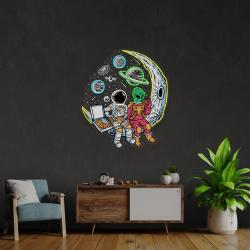 astronaut and alien chill together pop art led neon sign light 3