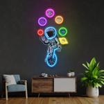 astronaut juggling circus galaxy planets artwork led neon sign light 0