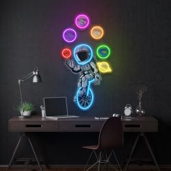 astronaut juggling circus galaxy planets artwork led neon sign light 1
