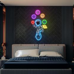 astronaut juggling circus galaxy planets artwork led neon sign light 2