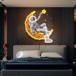astronaut lying on the moon artwork led neon sign light 0