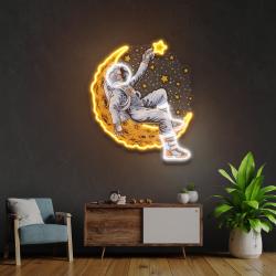 astronaut lying on the moon artwork led neon sign light 1