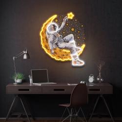 astronaut lying on the moon artwork led neon sign light 2