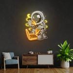 astronaut pizza cartoon artwork led neon sign light 0