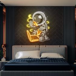astronaut pizza cartoon artwork led neon sign light 2