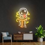 astronaut playing a game of poker in space artwork led neon sign light 0