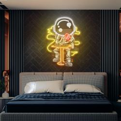 astronaut playing a game of poker in space artwork led neon sign light 2