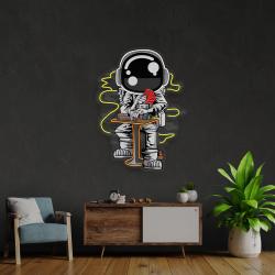 astronaut playing a game of poker in space artwork led neon sign light 3