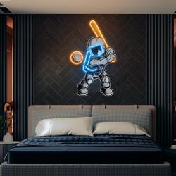 astronaut playing baseball artwork led neon sign light 1