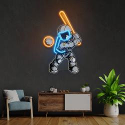 astronaut playing baseball artwork led neon sign light 2