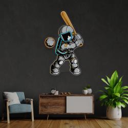 astronaut playing baseball artwork led neon sign light 3