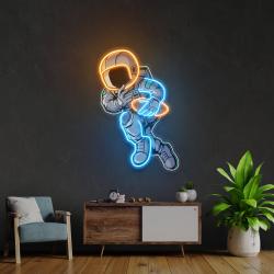 astronaut playing rugby artwork led neon sign light 2