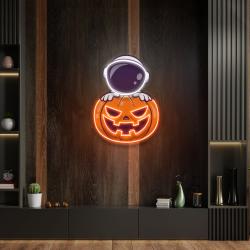 astronaut pumpkin artwork led neon sign light 1
