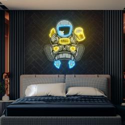 astronaut relax with pizza and beer artwork led neon sign light 1
