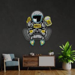 astronaut relax with pizza and beer artwork led neon sign light 3