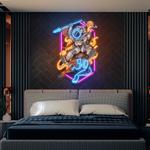 astronaut riding outer space tiger artwork led neon sign light 0