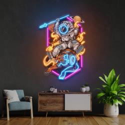 astronaut riding outer space tiger artwork led neon sign light 1
