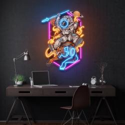 astronaut riding outer space tiger artwork led neon sign light 2