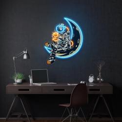astronaut sitting on the moon artwork led neon sign light 1