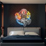 astronaut skull hotdog artwork led neon sign light 0