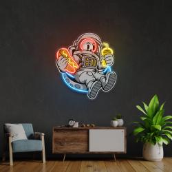 astronaut skull hotdog artwork led neon sign light 1