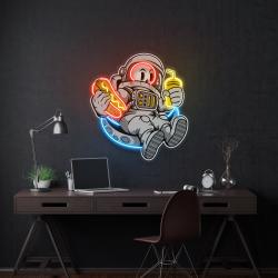 astronaut skull hotdog artwork led neon sign light 2