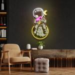 astronaut with donut and coffee on moon artwork led neon sign light 0