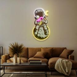 astronaut with donut and coffee on moon artwork led neon sign light 1