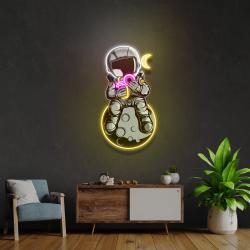astronaut with donut and coffee on moon artwork led neon sign light 2