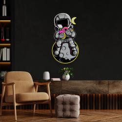 astronaut with donut and coffee on moon artwork led neon sign light 3