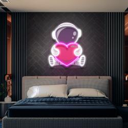 astronaut with heart artwork led neon sign light 1