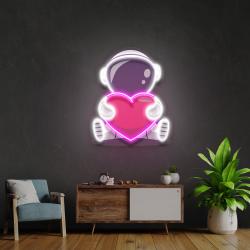 astronaut with heart artwork led neon sign light 2
