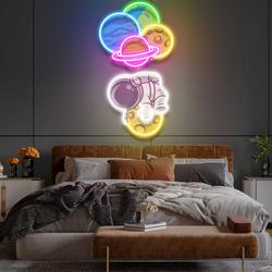 balloon astronaut art work led neon sign light 1