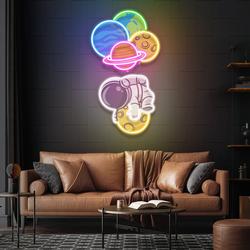 balloon astronaut art work led neon sign light 2