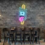 blue ice cream with face artwork led neon sign light 0