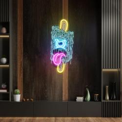 blue ice cream with face artwork led neon sign light 1
