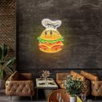 burger chef food cartoon character logo mascot artwork led neon sign light 0