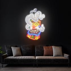 cartoon happy smoking tiki mask artwork led neon sign light 1