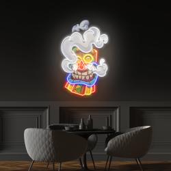 cartoon happy smoking tiki mask artwork led neon sign light 2