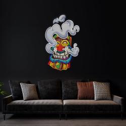 cartoon happy smoking tiki mask artwork led neon sign light 3