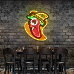 cartoon mexican chili peppers artwork led neon sign light 1