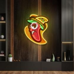 cartoon mexican chili peppers artwork led neon sign light 2