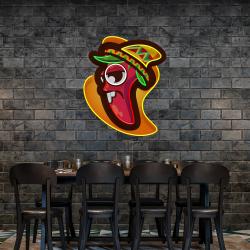 cartoon mexican chili peppers artwork led neon sign light 3