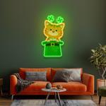 cat lucky saint patricks day artwork led neon sign light 1 0