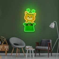 cat lucky saint patricks day artwork led neon sign light 1 1